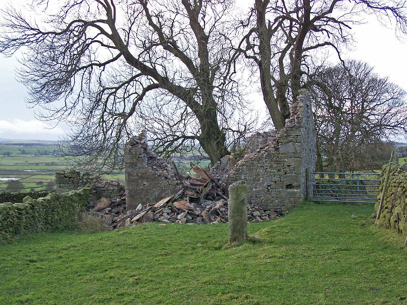 Barn 2.JPG - "Field Barn - that was!"  - by Ron Allen Remains of one of the field barns above Long Preston  ( See previous image - showing how it was till it collapsed in autumn of 2008 )